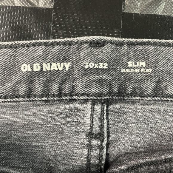 Old Navy Jeans Mens 30x32 Gray Black Slim Built-In Flex Distressed Stretch Denim - Picture 3 of 7